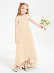 Modern Asymmetrical Junior Bridesmaid Dresses Cowl Neck Peach