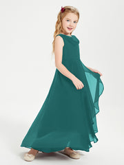 Modern Asymmetrical Junior Bridesmaid Dresses Cowl Neck Peacock