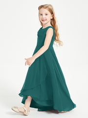 Modern Asymmetrical Junior Bridesmaid Dresses Cowl Neck Peacock