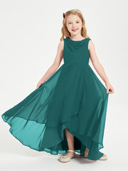 Modern Asymmetrical Junior Bridesmaid Dresses Cowl Neck Peacock