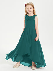 Modern Asymmetrical Junior Bridesmaid Dresses Cowl Neck Peacock