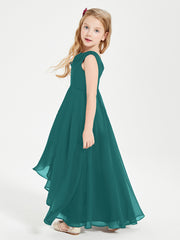 Modern Asymmetrical Junior Bridesmaid Dresses Cowl Neck Peacock