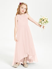 Modern Asymmetrical Junior Bridesmaid Dresses Cowl Neck Pearl Pink