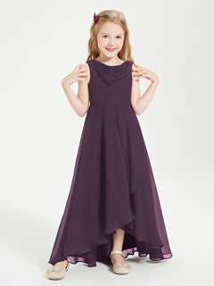 Modern Asymmetrical Junior Bridesmaid Dresses Cowl Neck Plum