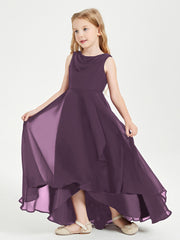 Modern Asymmetrical Junior Bridesmaid Dresses Cowl Neck Plum