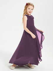 Modern Asymmetrical Junior Bridesmaid Dresses Cowl Neck Plum