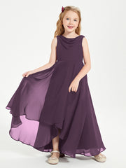 Modern Asymmetrical Junior Bridesmaid Dresses Cowl Neck Plum