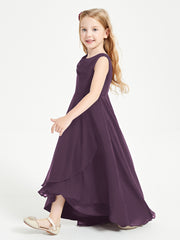 Modern Asymmetrical Junior Bridesmaid Dresses Cowl Neck Plum