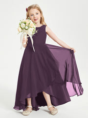 Modern Asymmetrical Junior Bridesmaid Dresses Cowl Neck Plum