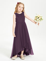 Modern Asymmetrical Junior Bridesmaid Dresses Cowl Neck Plum