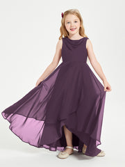 Modern Asymmetrical Junior Bridesmaid Dresses Cowl Neck Plum