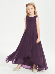 Modern Asymmetrical Junior Bridesmaid Dresses Cowl Neck Plum