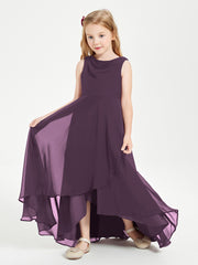 Modern Asymmetrical Junior Bridesmaid Dresses Cowl Neck Plum