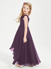 Modern Asymmetrical Junior Bridesmaid Dresses Cowl Neck Plum