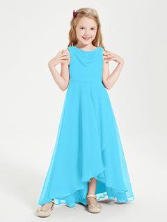 Modern Asymmetrical Junior Bridesmaid Dresses Cowl Neck Pool