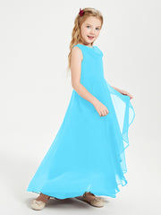 Modern Asymmetrical Junior Bridesmaid Dresses Cowl Neck Pool