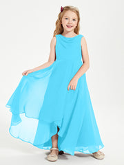 Modern Asymmetrical Junior Bridesmaid Dresses Cowl Neck Pool