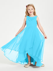 Modern Asymmetrical Junior Bridesmaid Dresses Cowl Neck Pool