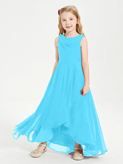 Modern Asymmetrical Junior Bridesmaid Dresses Cowl Neck Pool