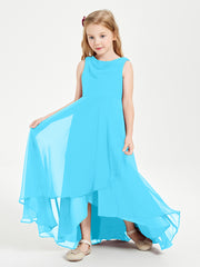 Modern Asymmetrical Junior Bridesmaid Dresses Cowl Neck Pool