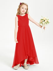 Modern Asymmetrical Junior Bridesmaid Dresses Cowl Neck Red