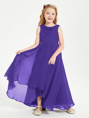 Modern Asymmetrical Junior Bridesmaid Dresses Cowl Neck Regency