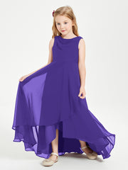 Modern Asymmetrical Junior Bridesmaid Dresses Cowl Neck Regency