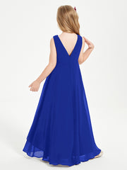 Modern Asymmetrical Junior Bridesmaid Dresses Cowl Neck Royal Blue