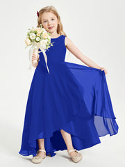 Modern Asymmetrical Junior Bridesmaid Dresses Cowl Neck Royal Blue