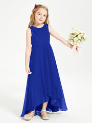 Modern Asymmetrical Junior Bridesmaid Dresses Cowl Neck Royal Blue