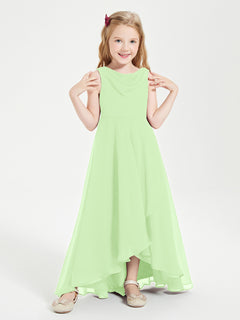 Modern Asymmetrical Junior Bridesmaid Dresses Cowl Neck Sage