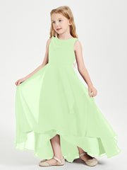 Modern Asymmetrical Junior Bridesmaid Dresses Cowl Neck Sage