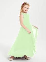 Modern Asymmetrical Junior Bridesmaid Dresses Cowl Neck Sage