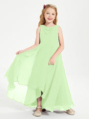 Modern Asymmetrical Junior Bridesmaid Dresses Cowl Neck Sage