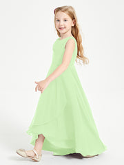 Modern Asymmetrical Junior Bridesmaid Dresses Cowl Neck Sage