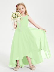 Modern Asymmetrical Junior Bridesmaid Dresses Cowl Neck Sage