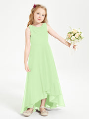Modern Asymmetrical Junior Bridesmaid Dresses Cowl Neck Sage