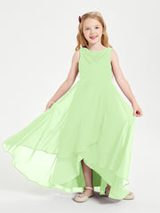 Modern Asymmetrical Junior Bridesmaid Dresses Cowl Neck Sage