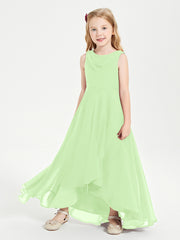 Modern Asymmetrical Junior Bridesmaid Dresses Cowl Neck Sage