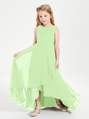 Modern Asymmetrical Junior Bridesmaid Dresses Cowl Neck Sage