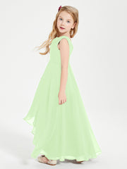 Modern Asymmetrical Junior Bridesmaid Dresses Cowl Neck Sage