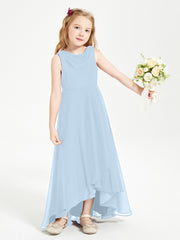 Modern Asymmetrical Junior Bridesmaid Dresses Cowl Neck Sky Blue
