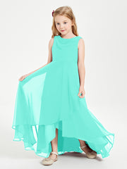 Modern Asymmetrical Junior Bridesmaid Dresses Cowl Neck Spa