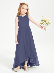 Modern Asymmetrical Junior Bridesmaid Dresses Cowl Neck Stormy