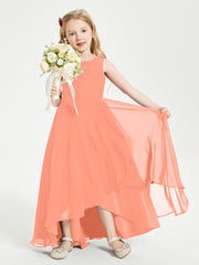 Modern Asymmetrical Junior Bridesmaid Dresses Cowl Neck Sunset