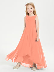 Modern Asymmetrical Junior Bridesmaid Dresses Cowl Neck Sunset