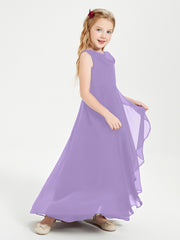 Modern Asymmetrical Junior Bridesmaid Dresses Cowl Neck Tahiti