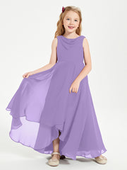 Modern Asymmetrical Junior Bridesmaid Dresses Cowl Neck Tahiti