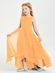 Modern Asymmetrical Junior Bridesmaid Dresses Cowl Neck Tangerine