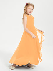 Modern Asymmetrical Junior Bridesmaid Dresses Cowl Neck Tangerine